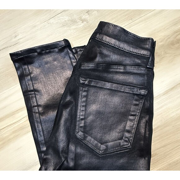 J BRAND MARIA High Rise Skinny Leg Faux Leather/Coated in Galactic Black 24x25 - Picture 4 of 16